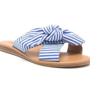 Striped Bow Slide Sandals
